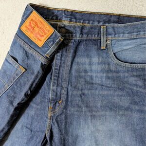 Levi's 569 Loose Straight Shorts Mens 44/12 Blue Denim Relaxed Fit Dark Wash